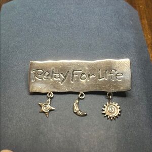 925 Sterling Silver Relay For Life Brooch with Charms
